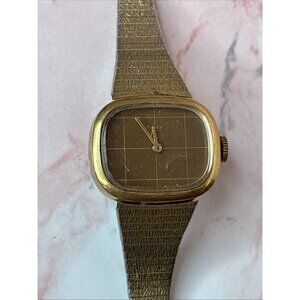Vintage Timex Women’s Watch Gold Tone Brown Dial Manual Wind Working Sold As Is